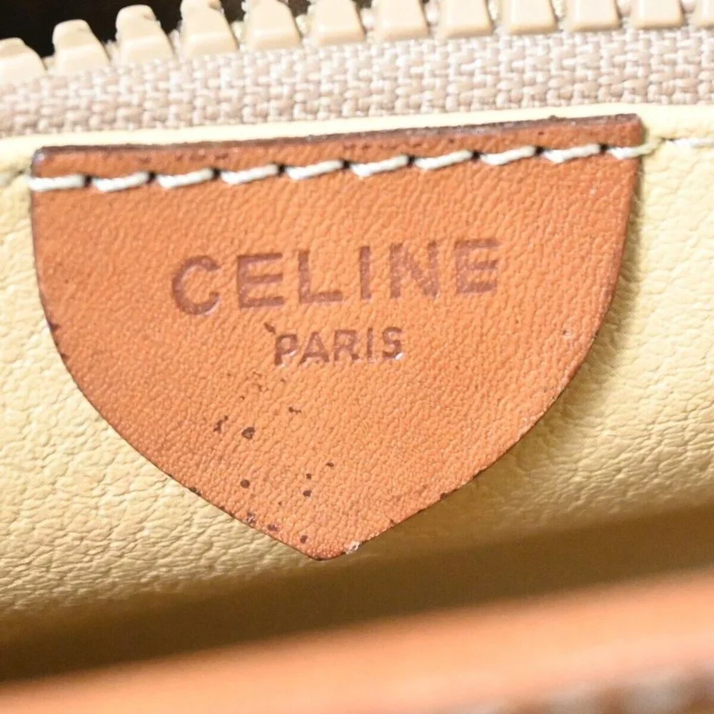 CELINE Logo Macadam Pattern Briefcase Hand Bag PVC Leather Brown Italy